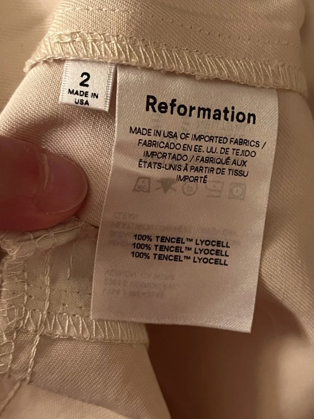 Reformation loose leg pants, cream, 2 - Picture 2 of 7